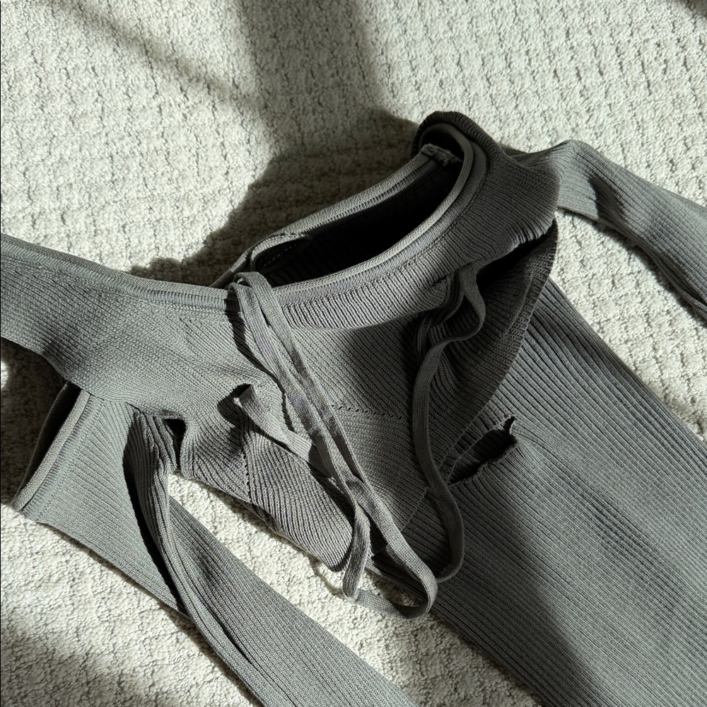 Source Unknown Ribbed Long Sleeve Asymmetrical To… - image 3